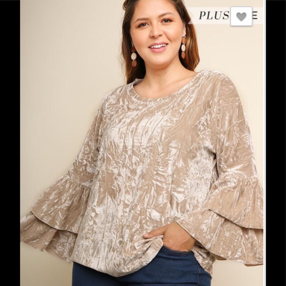 Curvy sized crush velvet tops by Umgee.